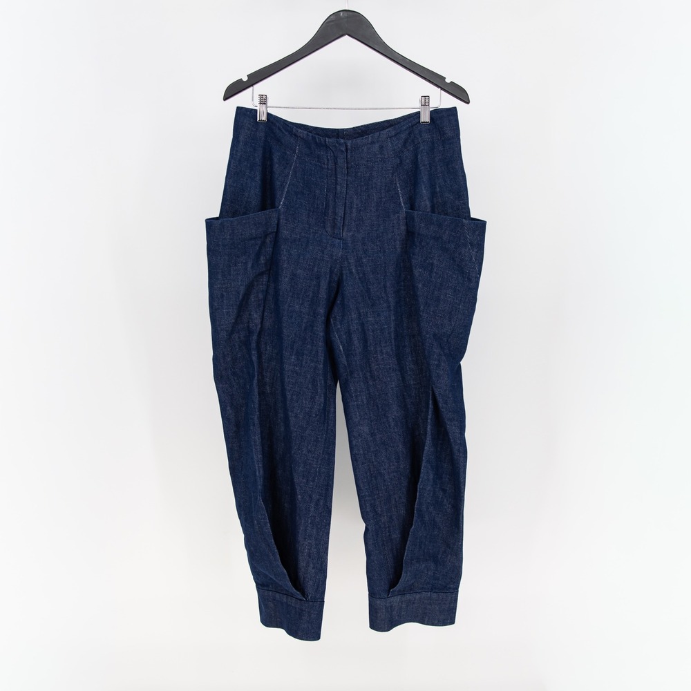 Maria Cornejo Organic Cotton Exaggerated Pockets Ankle Crop Denim Jeans Blue 10